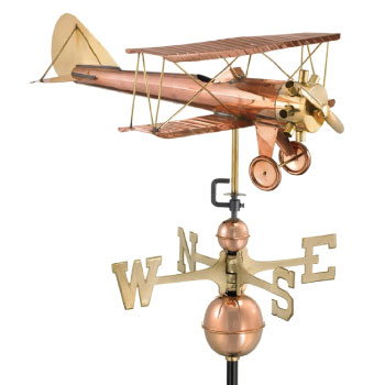 Copper Biplane Weathervane