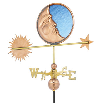 33 inch Copper Stained Glass Moon