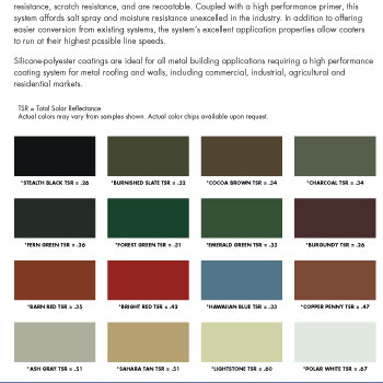 Central States Metal Roofing Color Chart