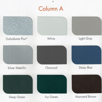 Mueller Metal Buildings Color Chart