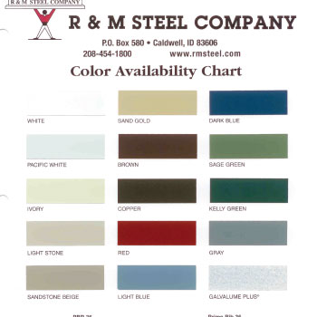 Nucor Building Systems Color Chart